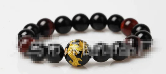 Pulsera de cuentas de Ojo de Tigre Natural y Ágata Negra